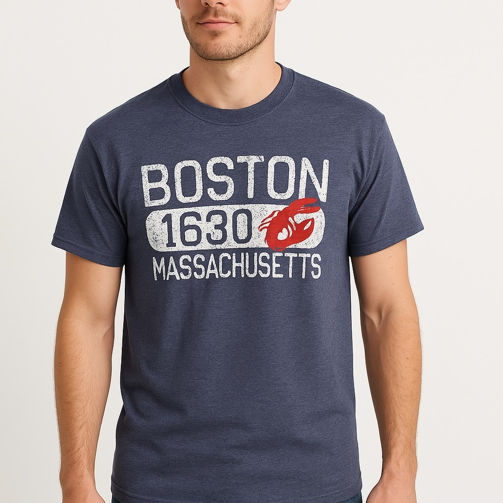 Delta Pro Weight Tee Boston Massachusetts Graphic Blue short sleeve size large
